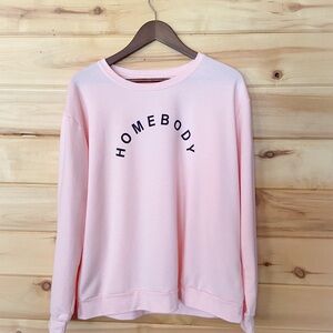 Boohoo Homebody Pink Women’s Sweatshirt Size Large. Oversized Fir Crew Neck
